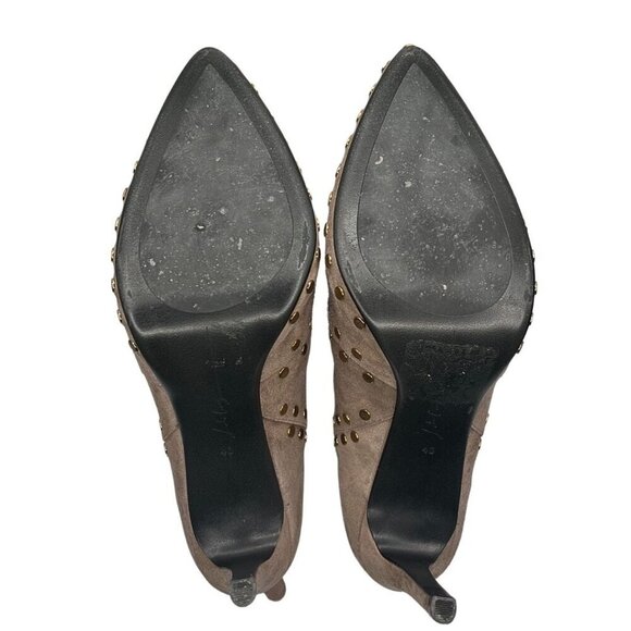 LOLA CRUZ PHOENIX TAUPE GREY STUDDED STILETTO HEELS POINTED TOE BOOTIES - 40 (9) - Picture 4 of 12